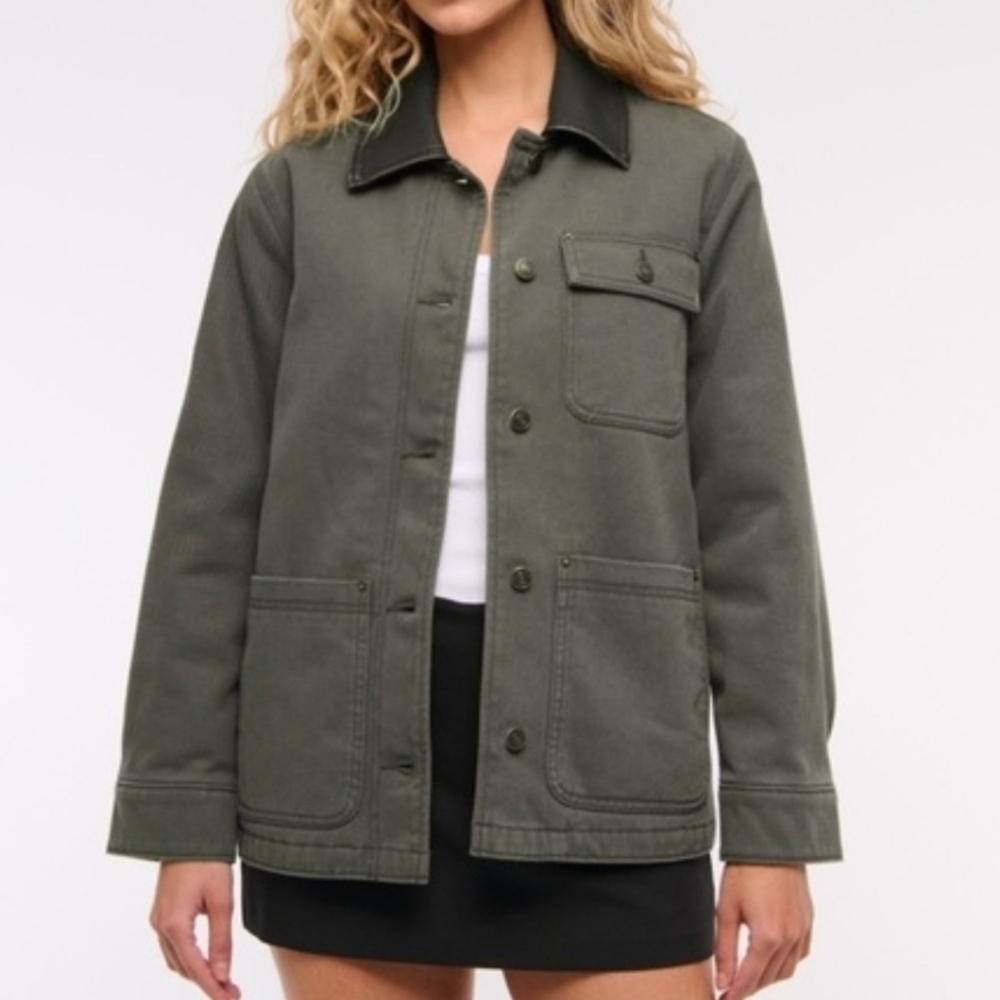 Abercrombie & Fitch Olive Green Utility Jacket